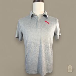 PUMA Golf Polo Shirt Boys XL 18-20 Grey Digital Pixel Fade Stretch Performance